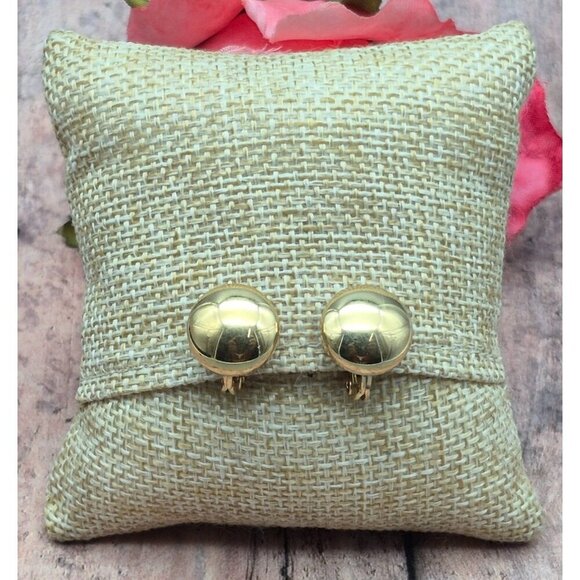 Lot 3 Minimalist Clip On Earrings Pearl Amber Crystal Gold Tone Vintage Signed - Picture 5 of 12